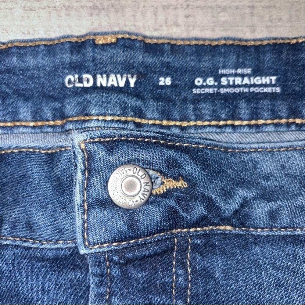 Old Navy high rise Og straight pockets Plus size 28 Denim Shorts American Flag - Picture 6 of 13